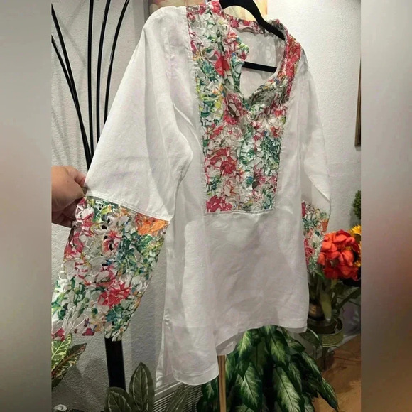 Soft Sorroundings floral lace details blouse size M - Picture 2 of 9